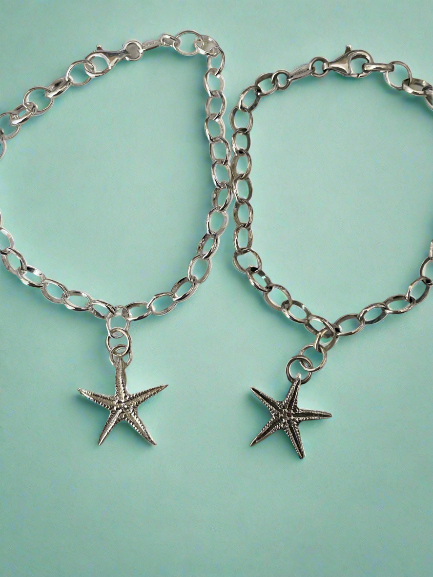 Silver starfish charm bracelet