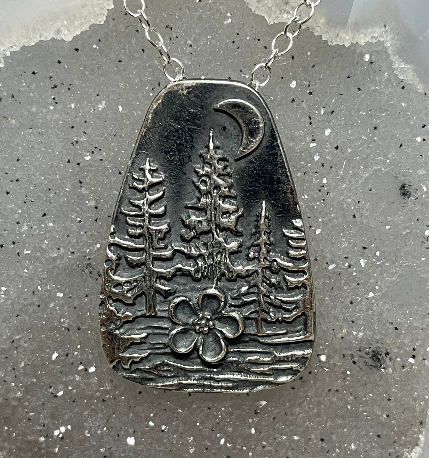 Silver Night Forest pendant