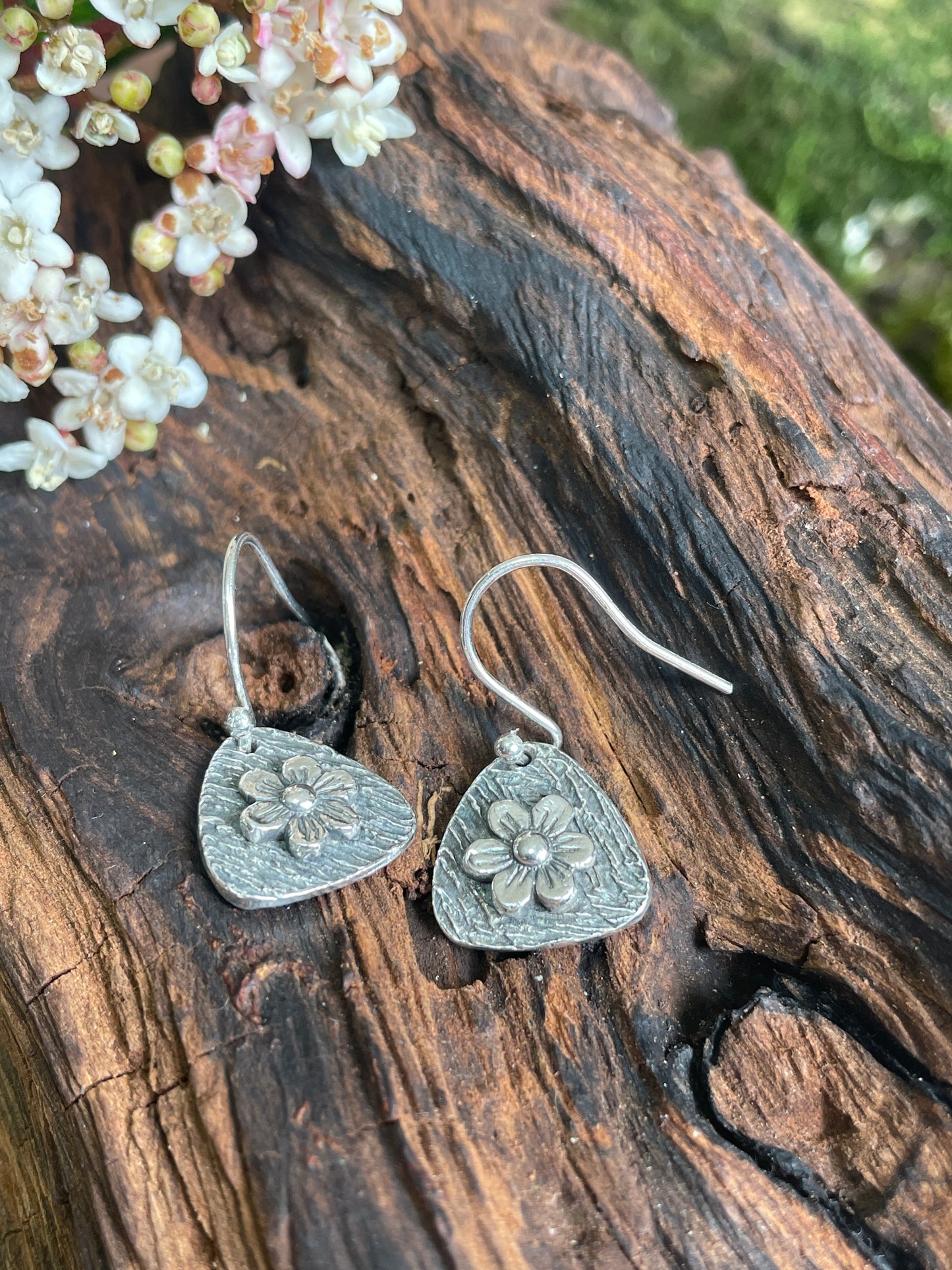 Triangular Spring Flower dangle earrings