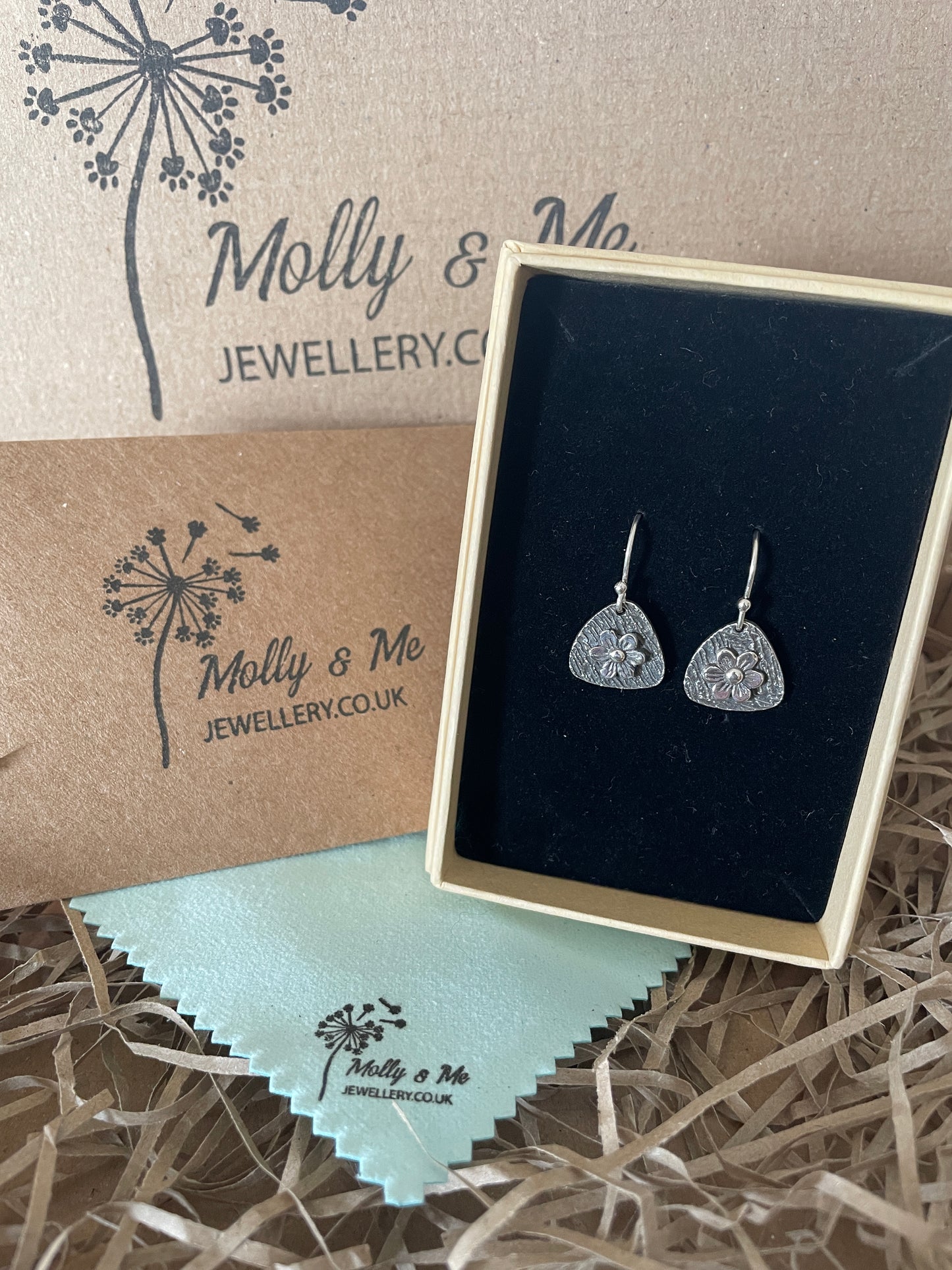 Triangular Spring Flower dangle earrings