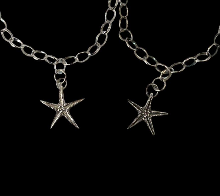 Silver starfish charm bracelet