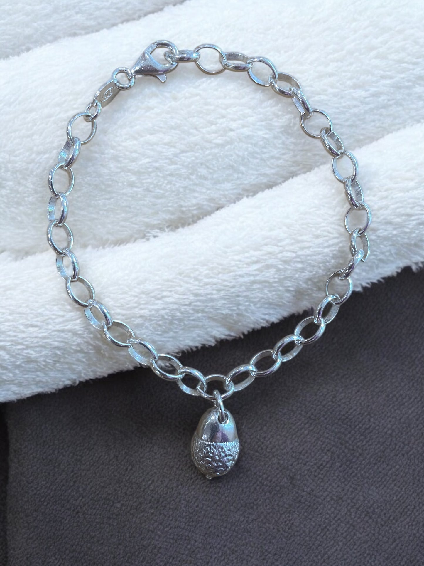 Silver Acorn Charm Bracelet