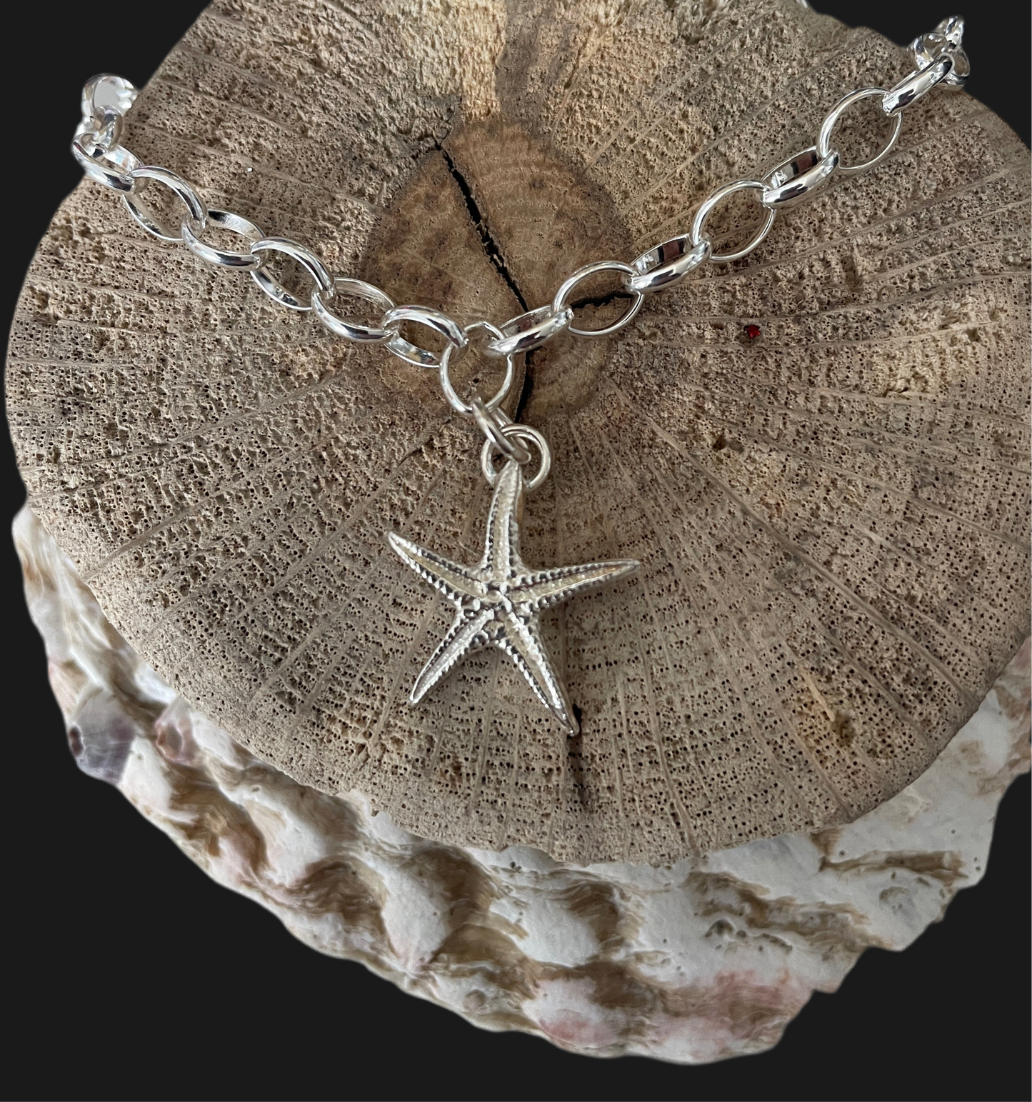 Silver starfish charm bracelet