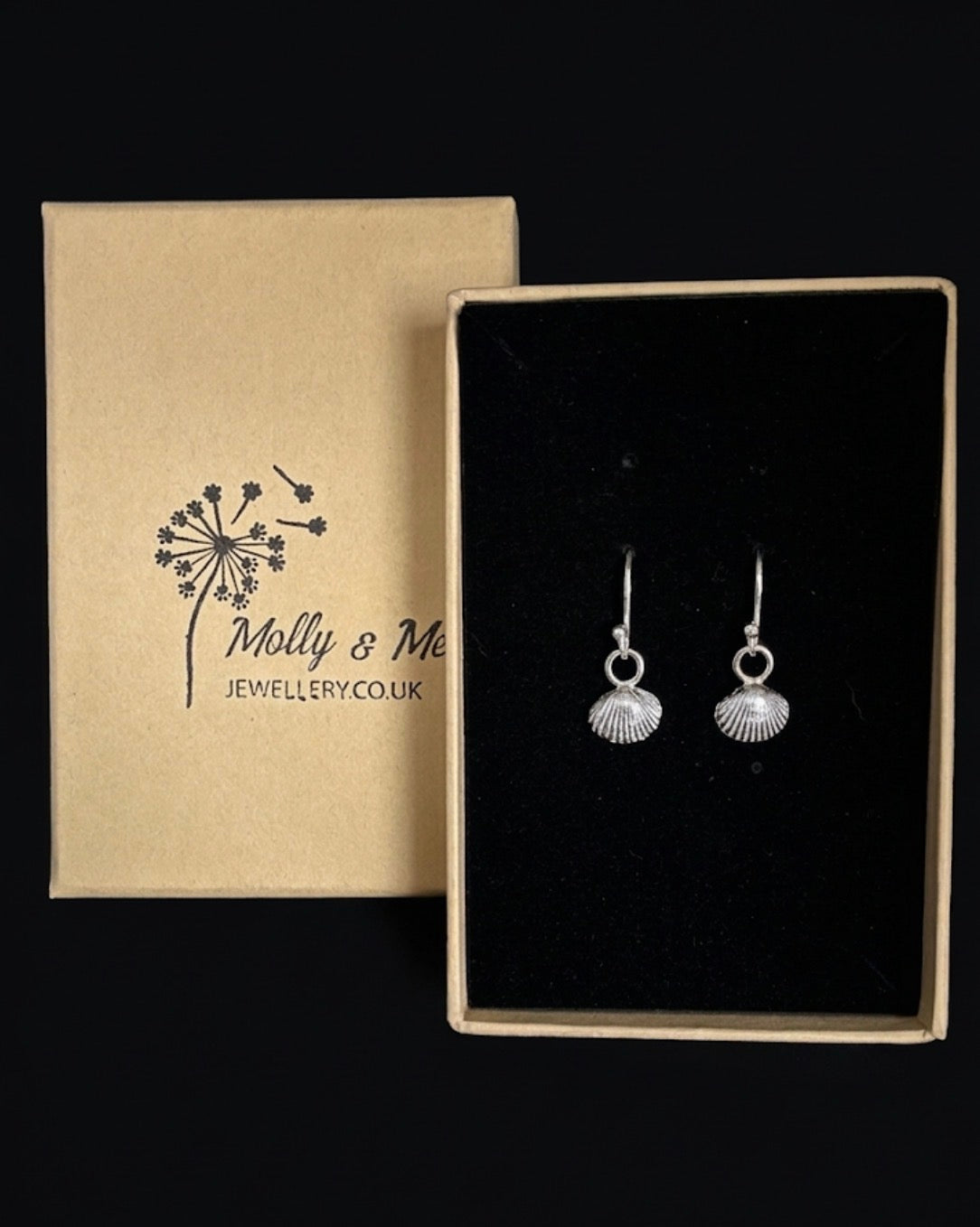 Dorset Silver Cockle Shell Dangle Earrings