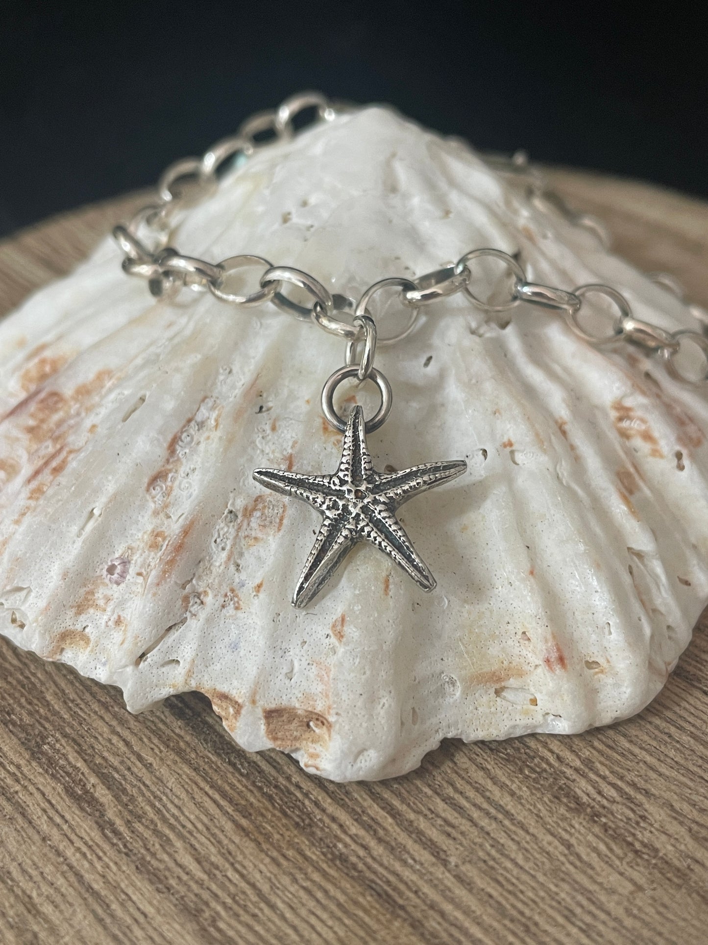 Silver starfish charm bracelet