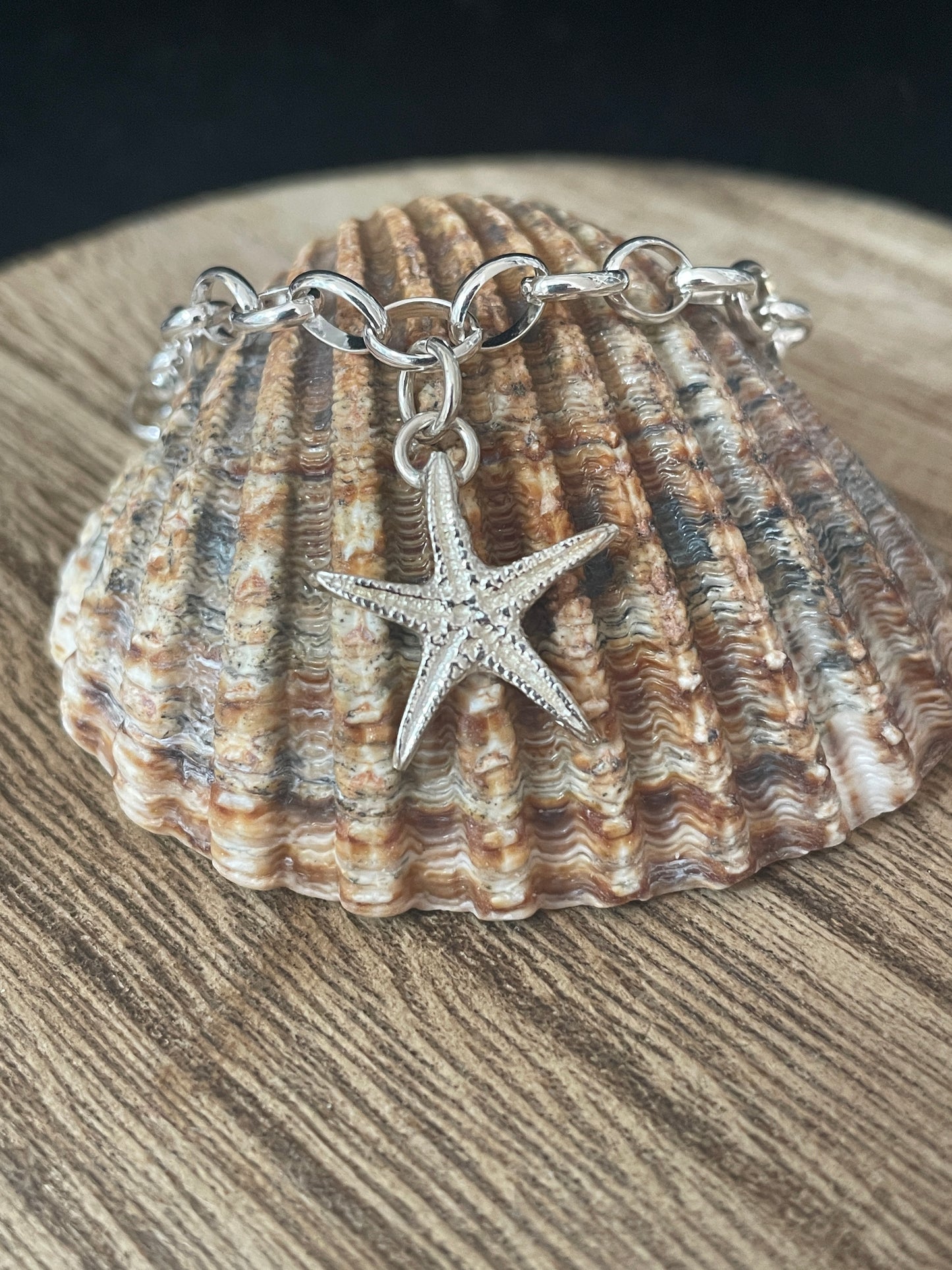Silver starfish charm bracelet