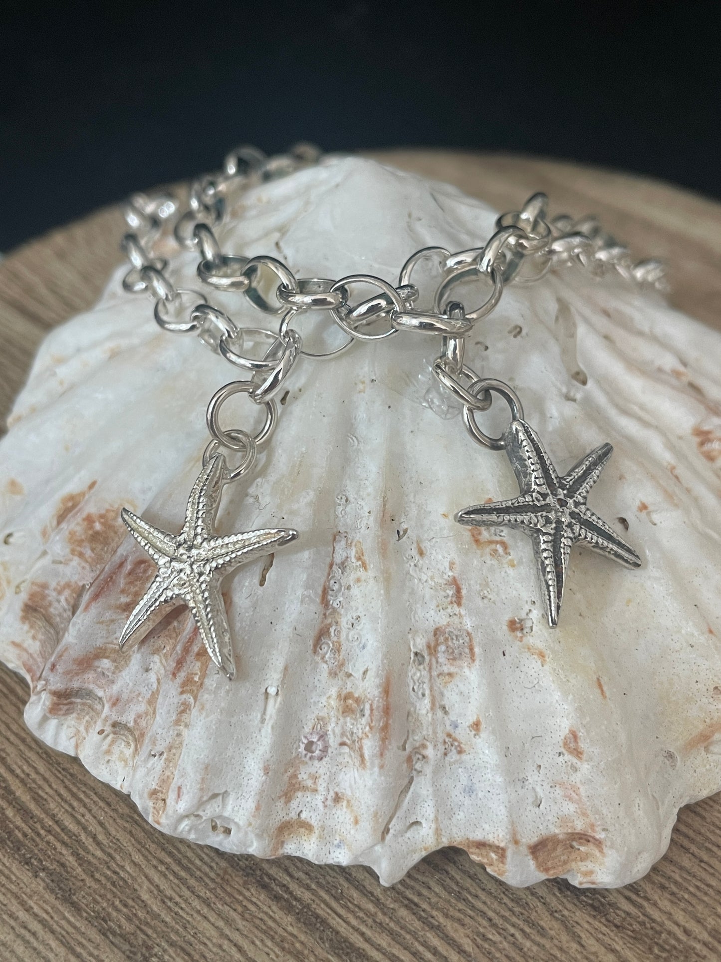 Silver starfish charm bracelet