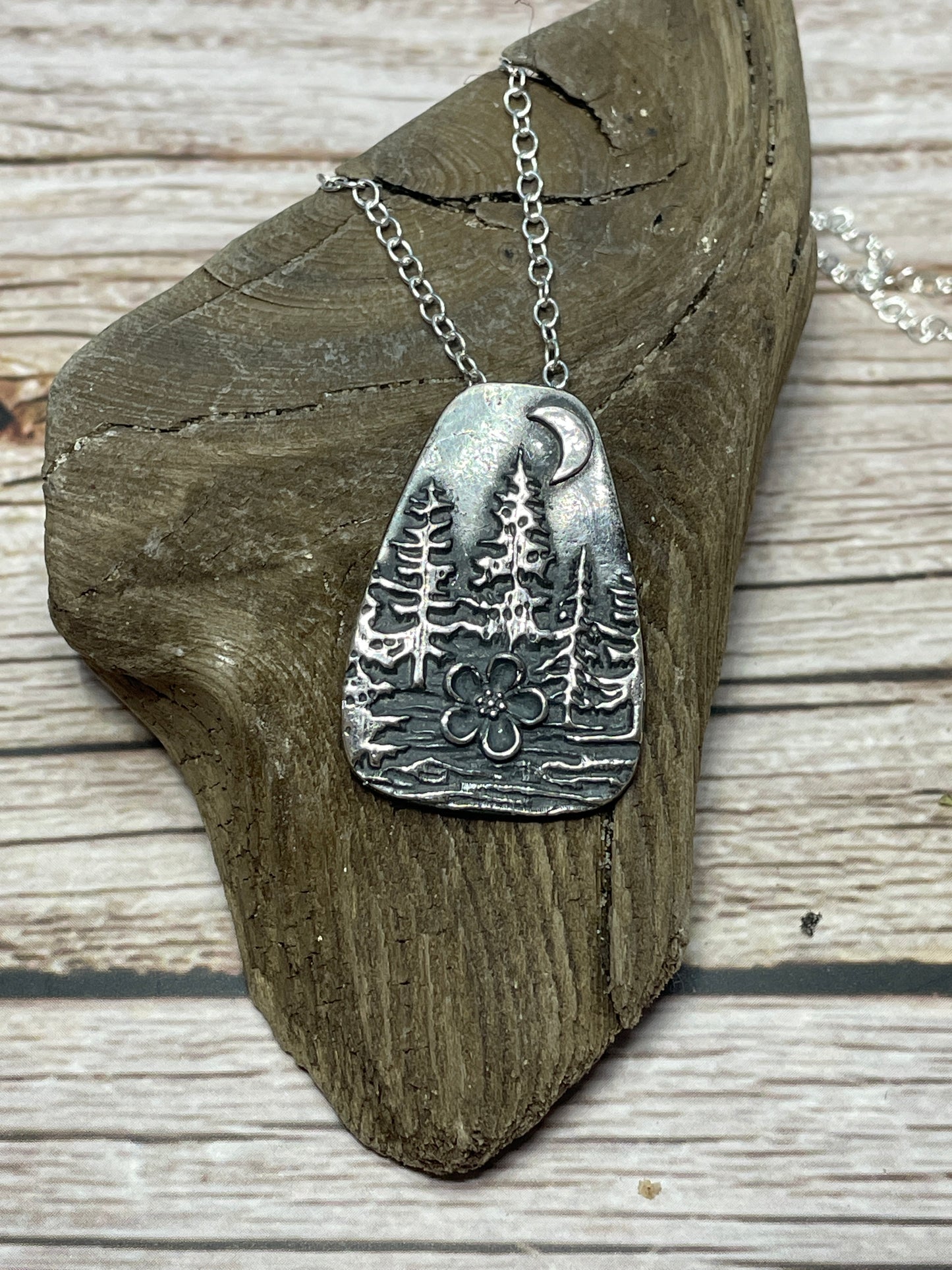 Silver Night Forest pendant