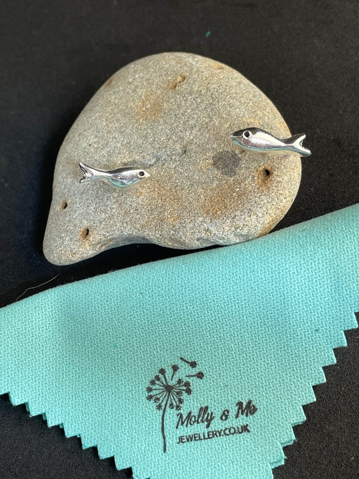 Little silver fish stud earrings