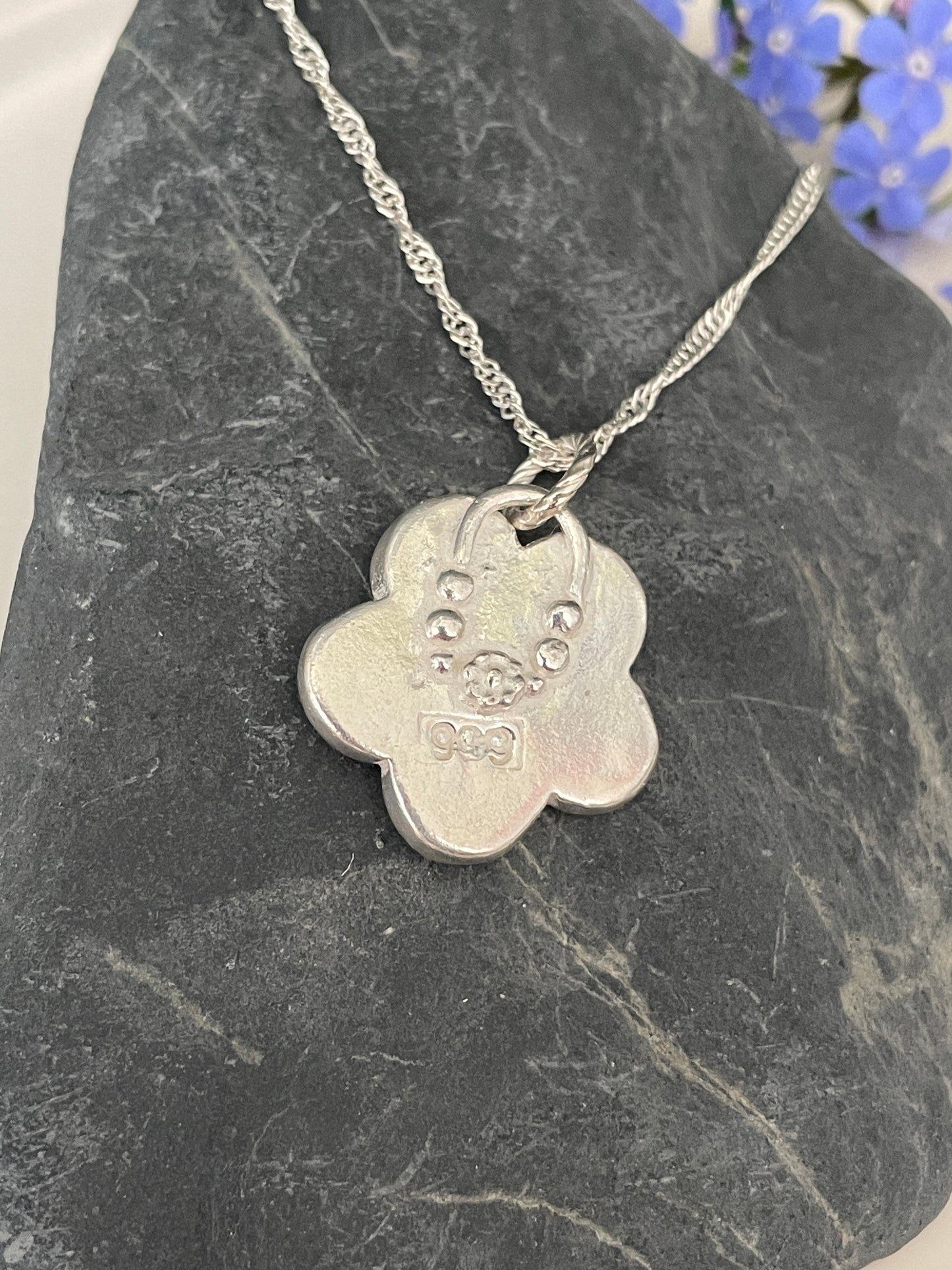Fine silver Forget-Me-Not Flower Necklace