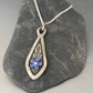 Forget-Me-Not Teardrop inlaid silver pendant