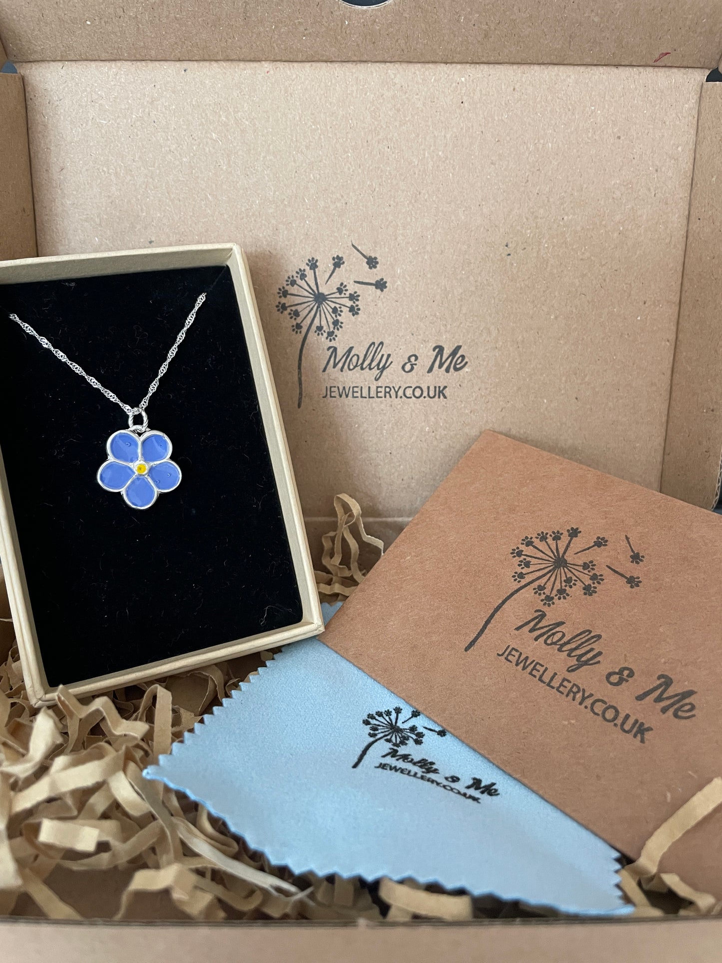 Fine silver Forget-Me-Not Flower Necklace
