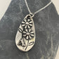 Silver Double Daisy Teardrop Pendant with Dragonfly