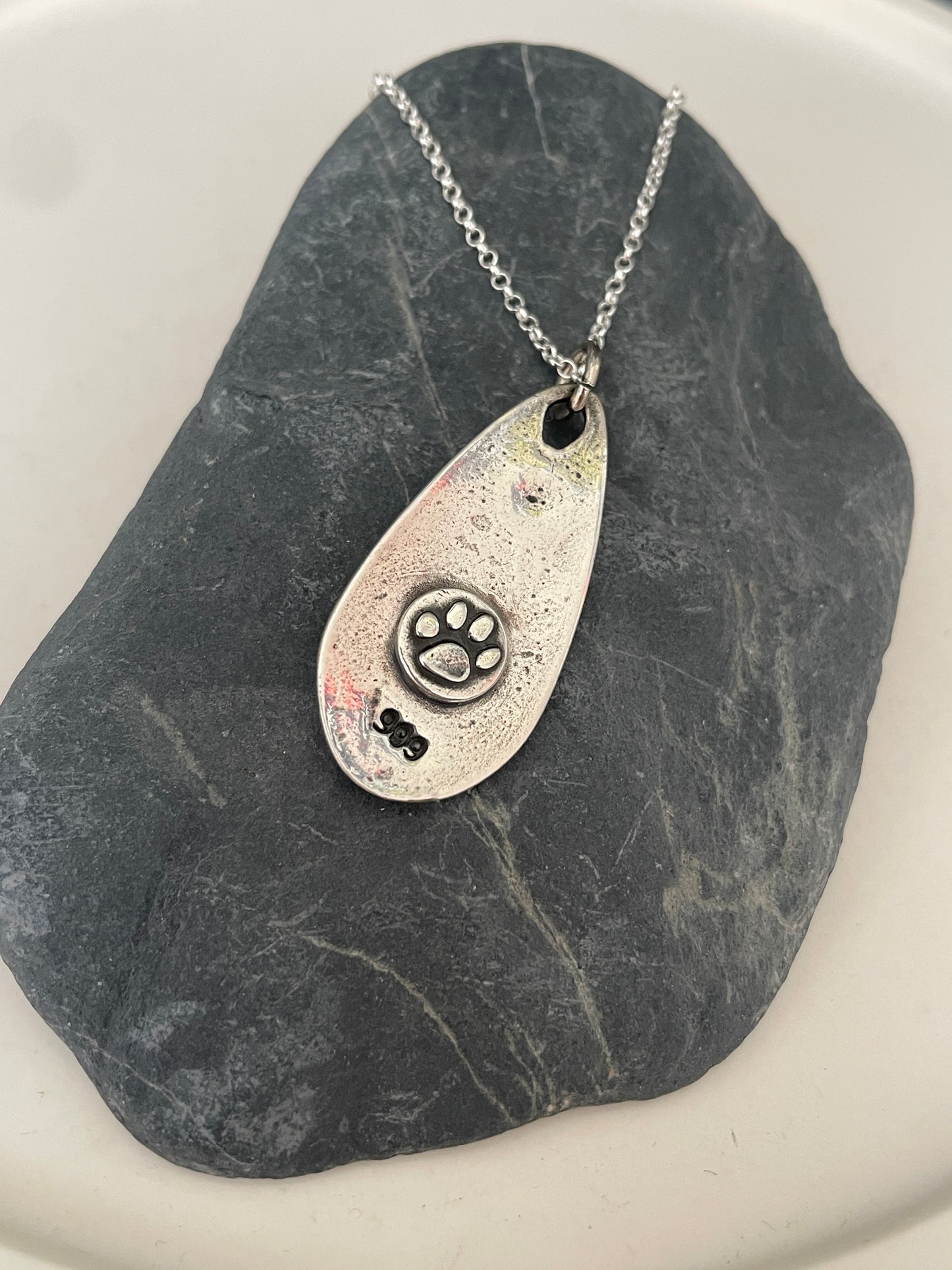 Silver Double Daisy Teardrop Pendant with Dragonfly