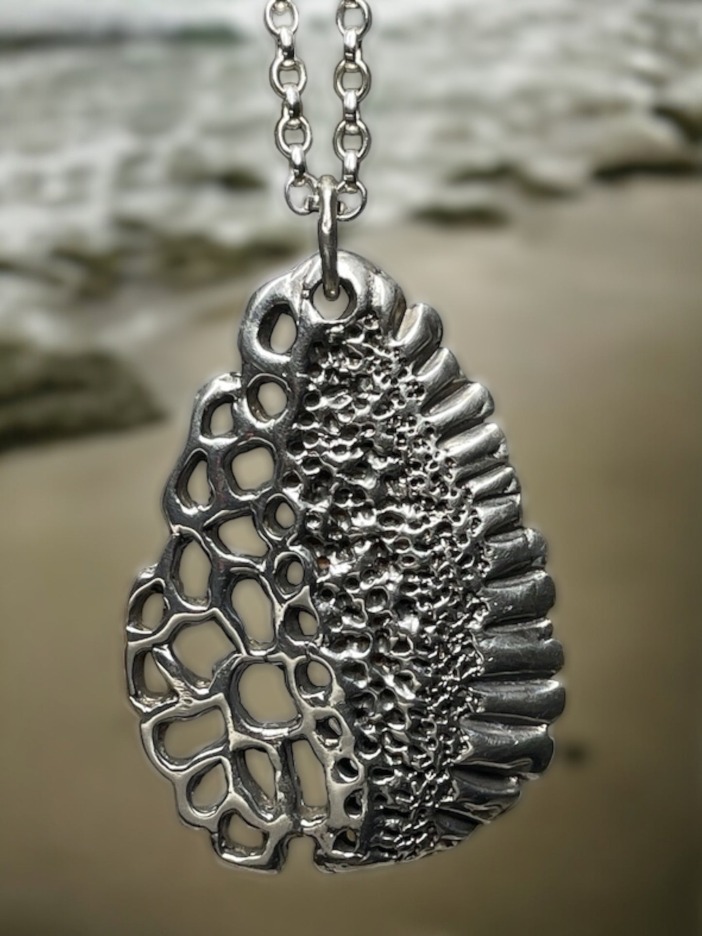 Sea Meets Sand Coastline Pendant