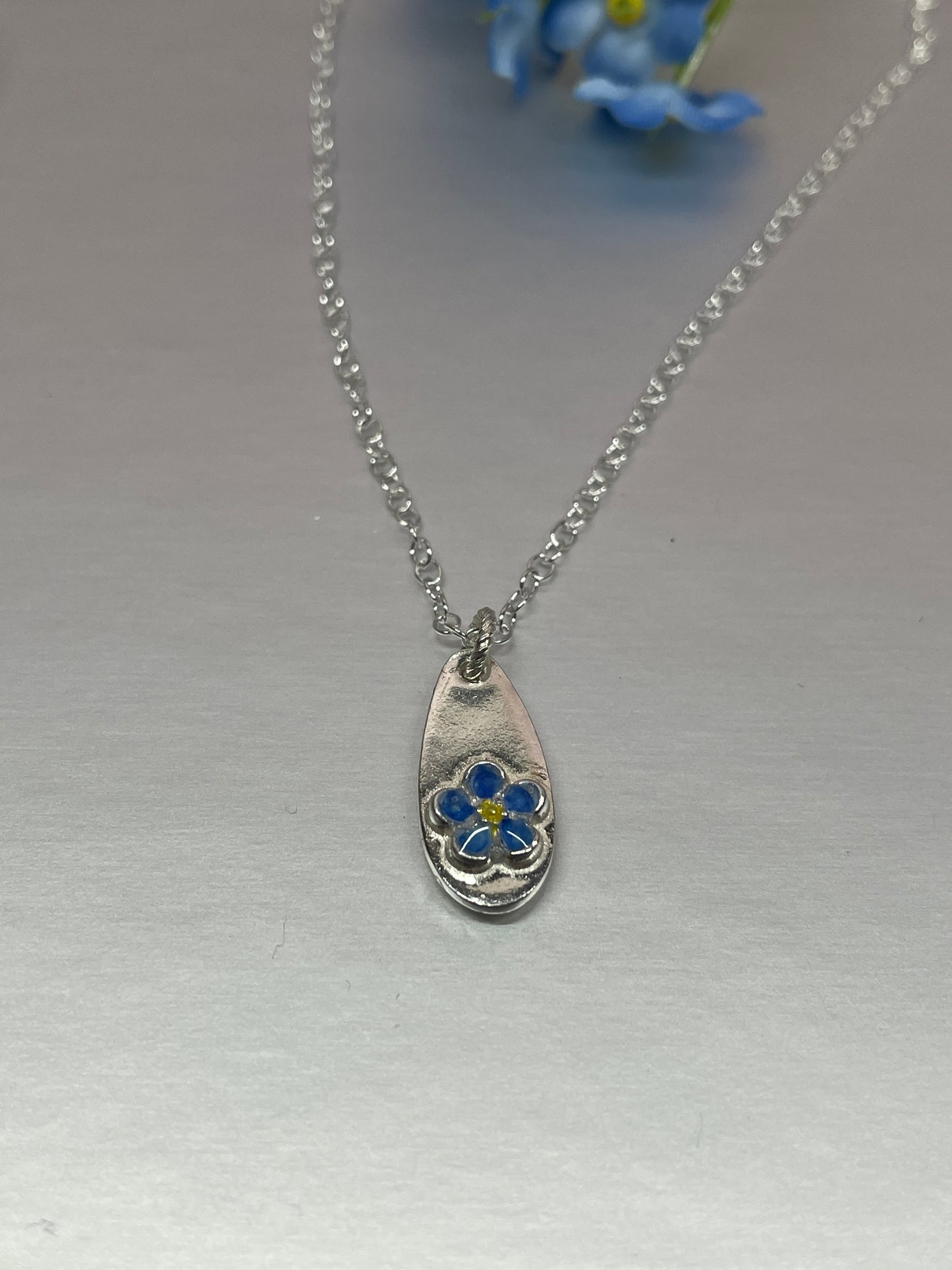 Forget-Me-Not tiny tear drop necklace