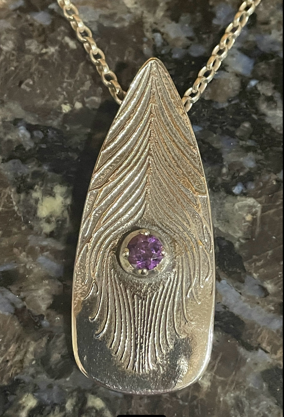 Large Peacock feather pendant