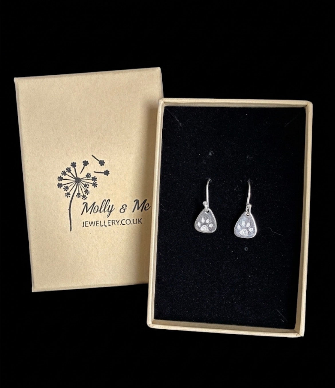 Tiny Dog Paw Dangle Earrings