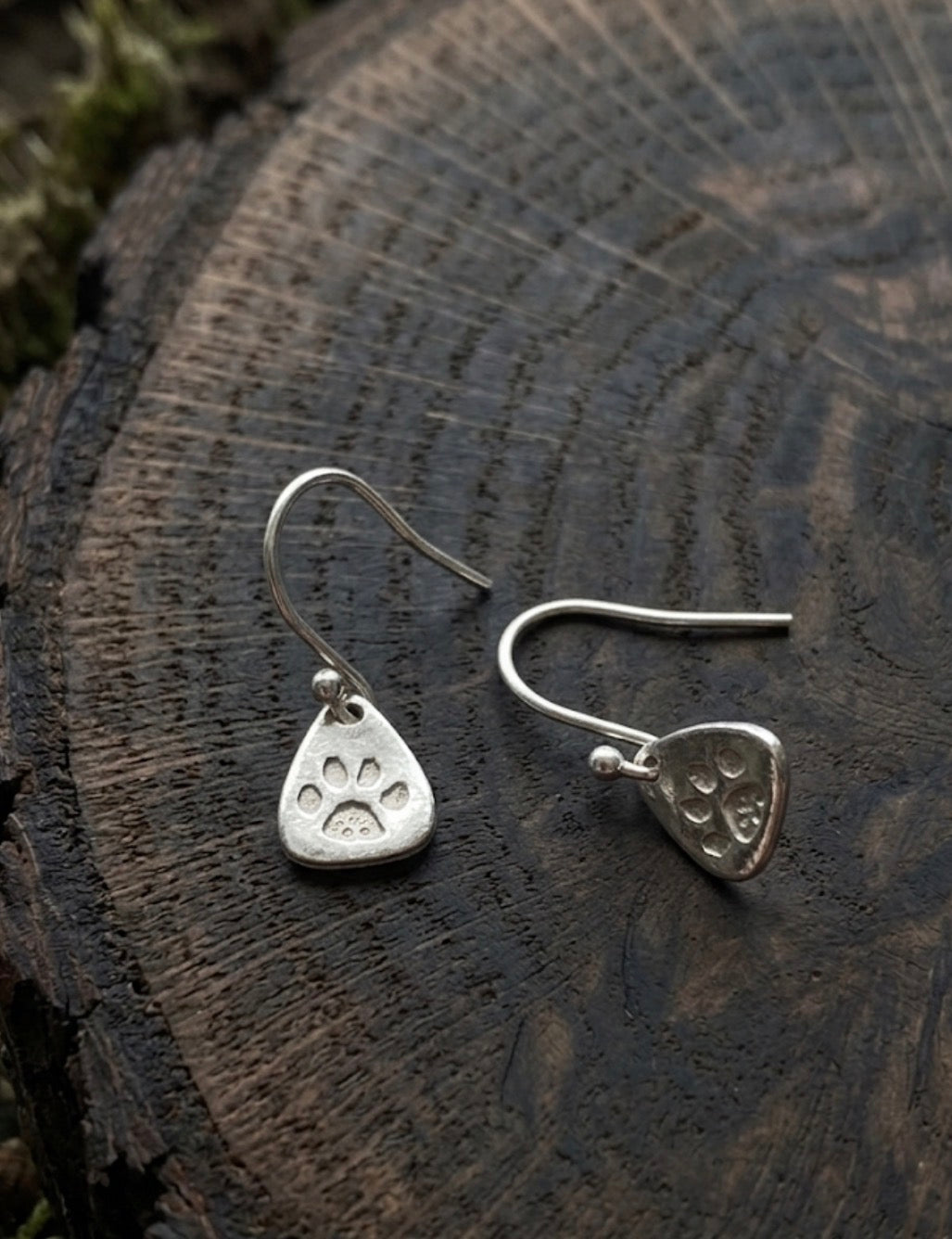 Tiny Dog Paw Dangle Earrings
