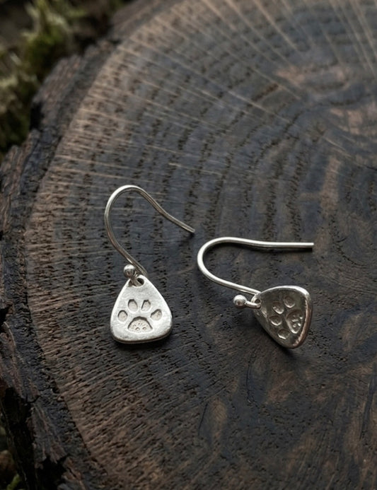 Tiny Dog Paw Dangle Earrings