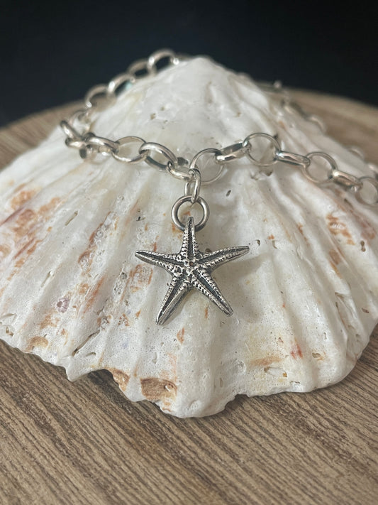 Silver starfish charm bracelet