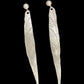 Long silver dangle leaf earrings