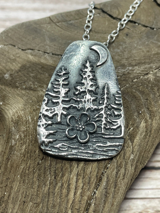 Silver Night Forest pendant