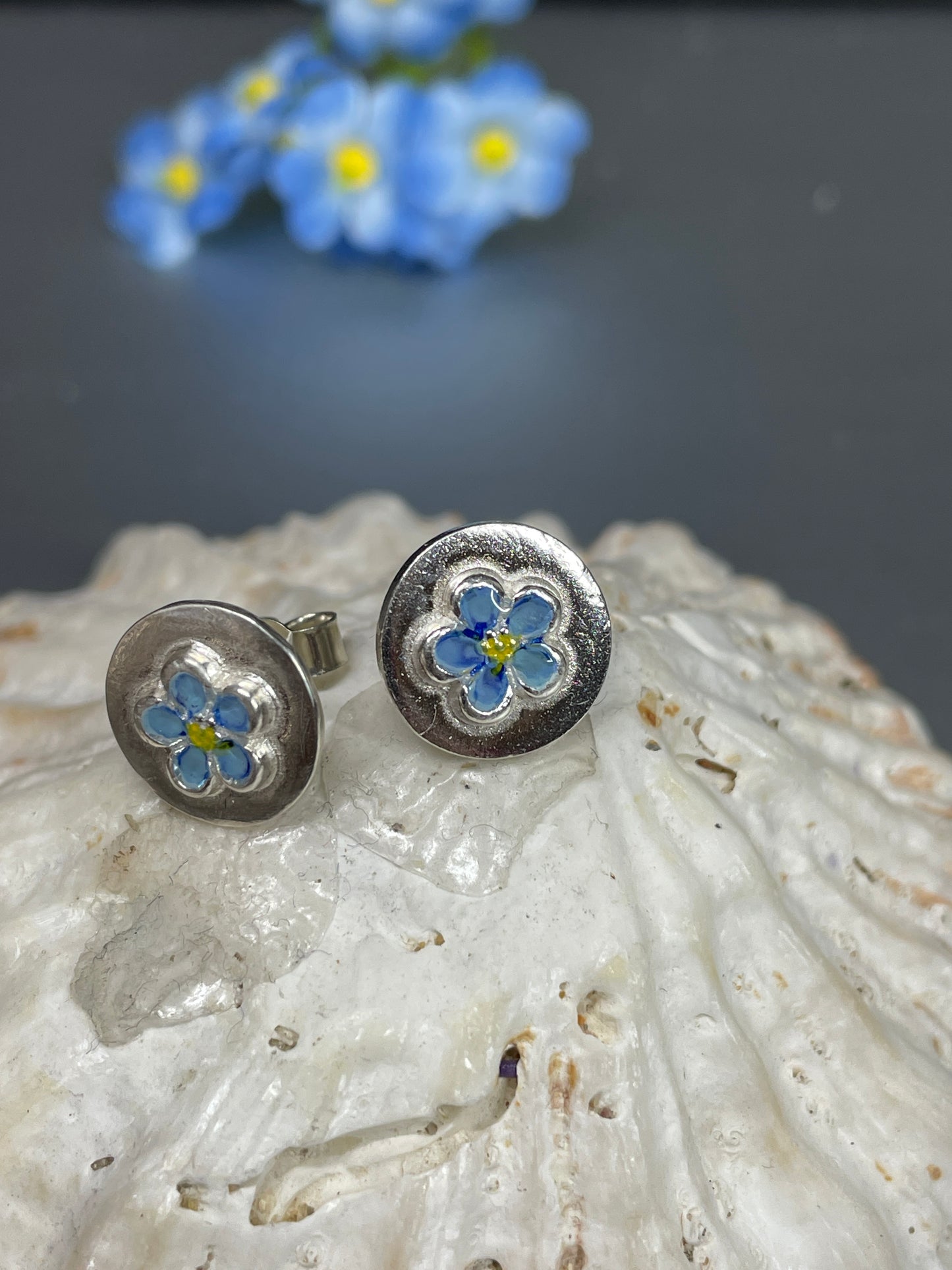 Forget-Me-Not Disc Earrings