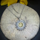 Medium Silver and Gold Sunflower pendant