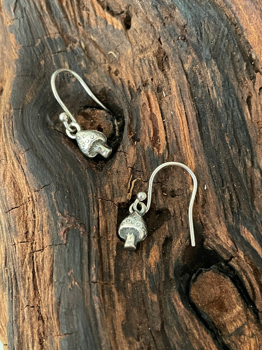 Tiny mushroom dangle earrings