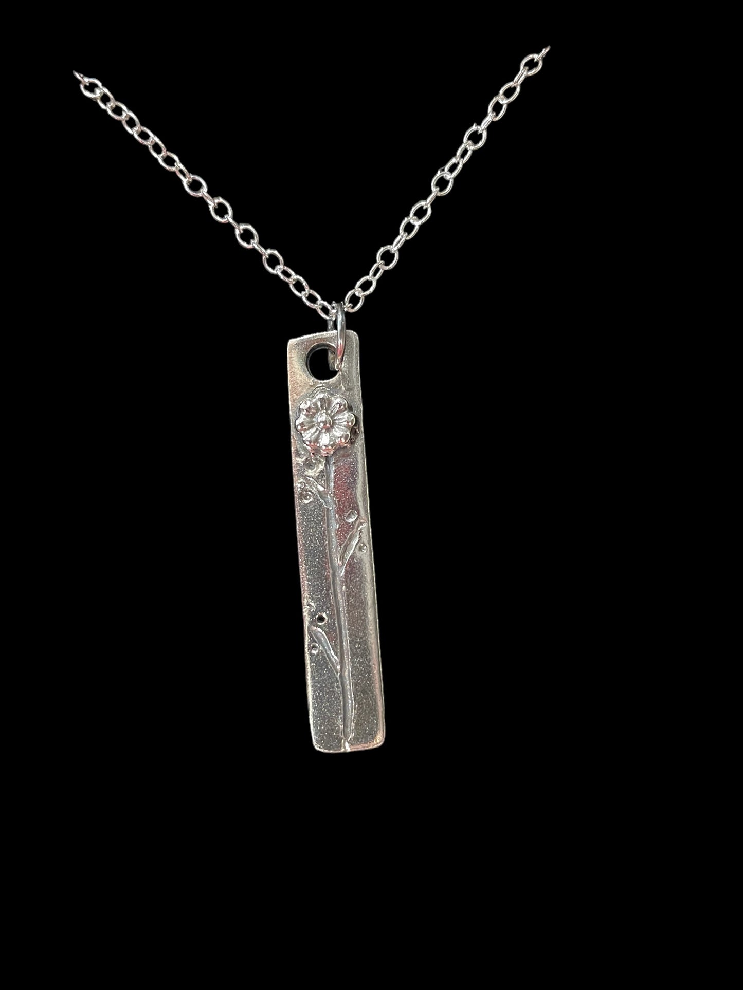 Thin rectangular sunflower pendant