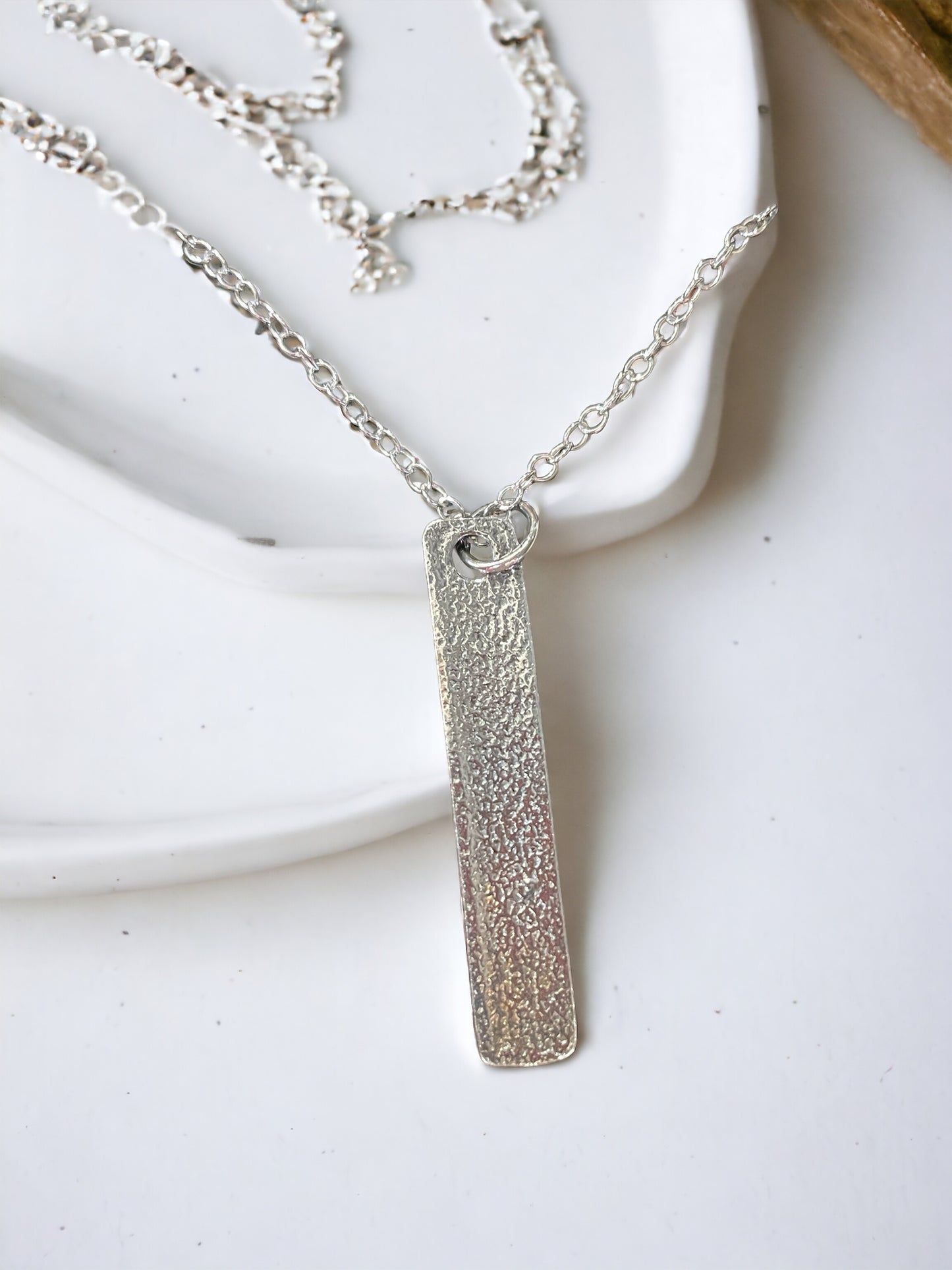 Thin rectangular sunflower pendant