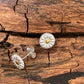 Tiny Silver Daisy studs with 24k gold