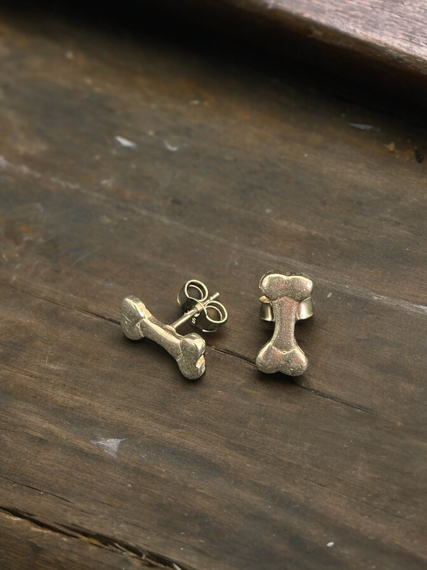 Dog bone stud earrings