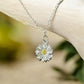 Hanging silver daisy necklace with gold centre 