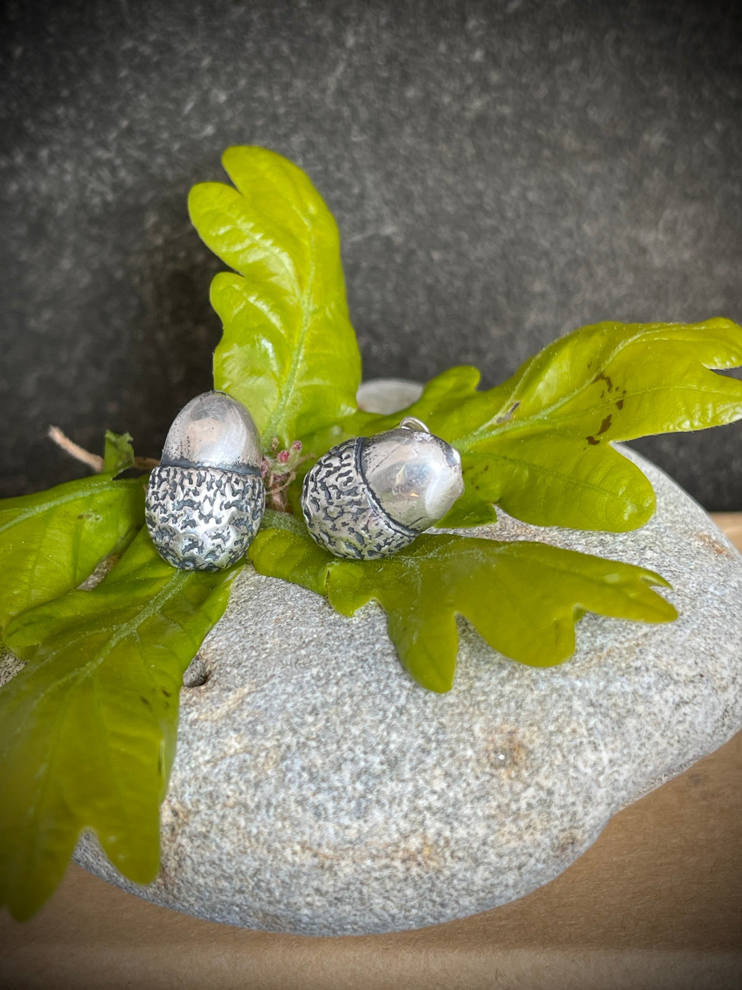 Little acorn earrings Antique Finish