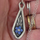 Forget-Me-Not Teardrop inlaid silver pendant